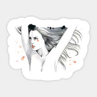 Beautiful Blowing Hair Woman Sticker